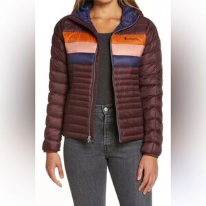 Cotopaxi WL Maroon and Multicolor down filled Fuego Puffer Jacket